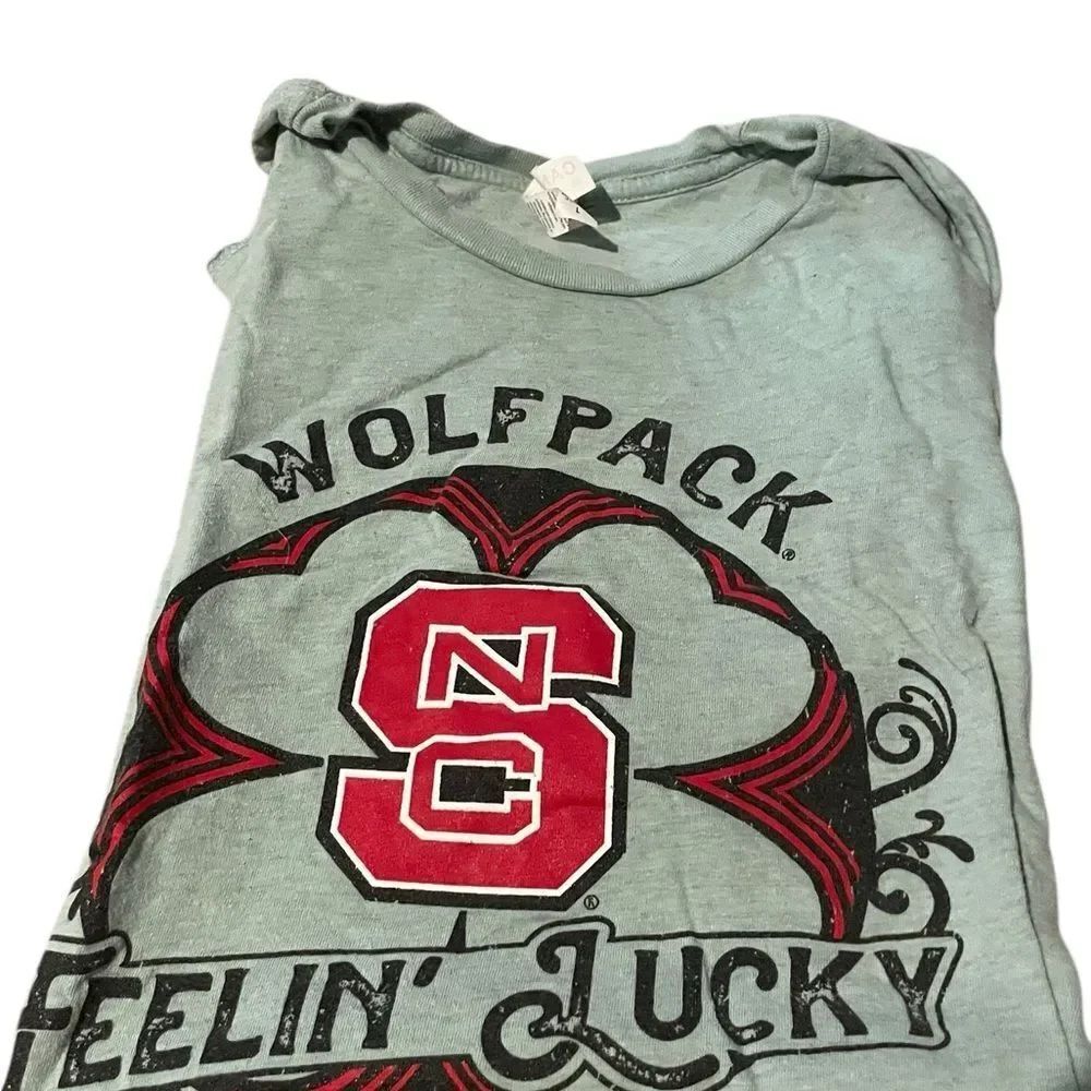 NC State Wolfpack 'Feelin' Lucky' Graphic Tee - Light Green with Red/Black Print